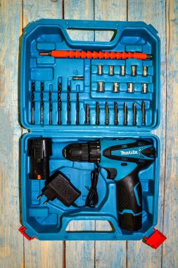 Lviv. Ukraine. July 2022.Makita screwdriver work tool . Makita Corporation founded on March 21, 1915, it is based in Japan
