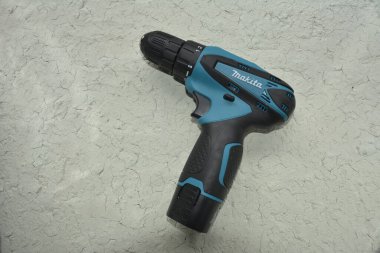 Lviv. Ukraine. July 2022.Makita screwdriver work tool . Makita Corporation founded on March 21, 1915, it is based in Japan