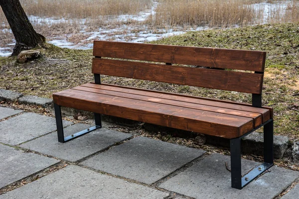 Wooden Bench Park Place Relax Isolate Benches — Foto Stock