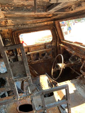 City of Rivne. Ukraine. June 2022.Broken Russian military equipment at an exhibition on Independence Square in the city of Rivne. War in Ukraine.