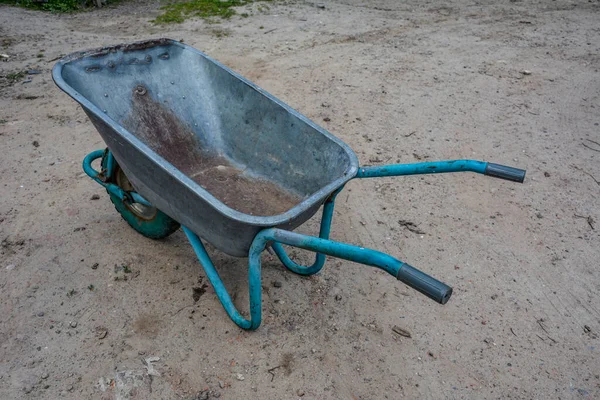 Garden Tools Rakes Trolley Summer Spring One Black Wheel Green — Stockfoto