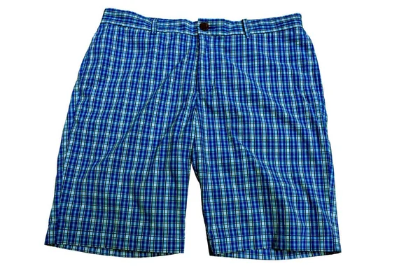 Shorts Tartan Plaid Pattern Checkered Fabric Texture Print Blue Pale — 스톡 사진