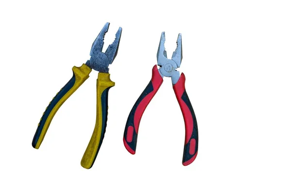 Pliers Isolate White Background Technician Equipment Tools Tong Squeeze Something — Fotografia de Stock