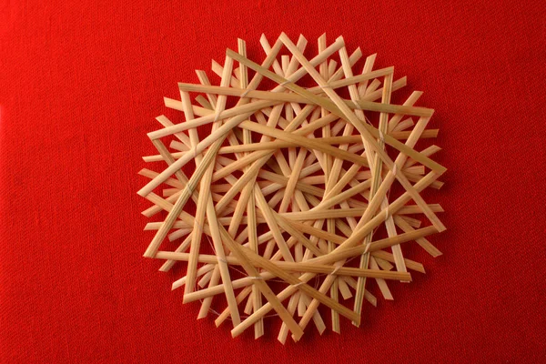 Very Beautiful Snowflakes Woven Rye Straw Folk Craft Traditions — Stock Fotó