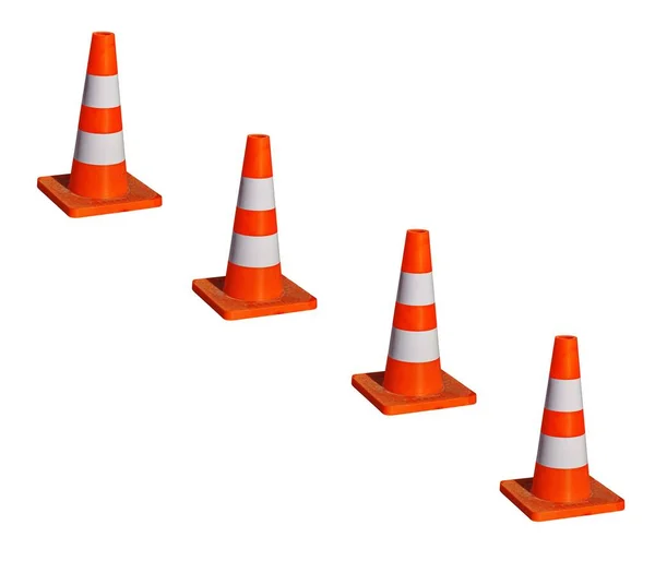 Orange Traffic Cone Road Works Isolated White Background Bright Orange — Stockfoto