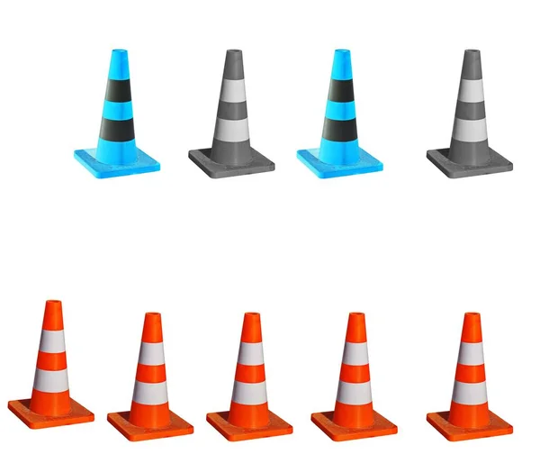 Orange Traffic Cone Road Works Isolated White Background Bright Orange — Stockfoto