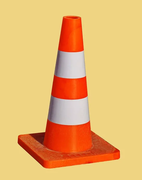 Orange Traffic Cone Road Works Isolated White Background Bright Orange — Stockfoto