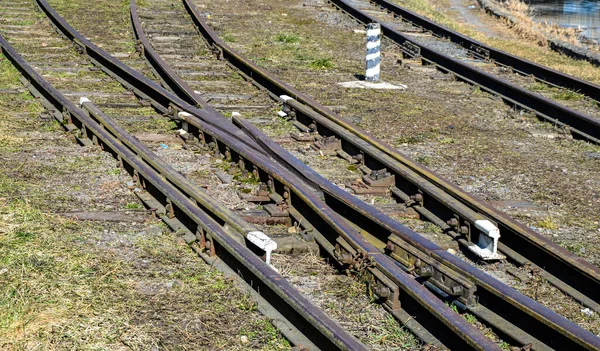 Ein Netz Von Straßenbahnlinien Mit Abzweigung Und Gabelung Eisenbahn Pfeile — Stockfoto