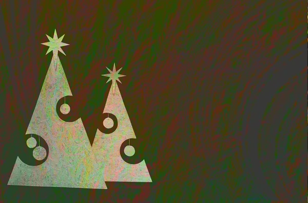 Різдвяна Листівка Простому Стилі Бланк Різдвяні Привітання Новорічна Ялинка Зірками — стокове фото