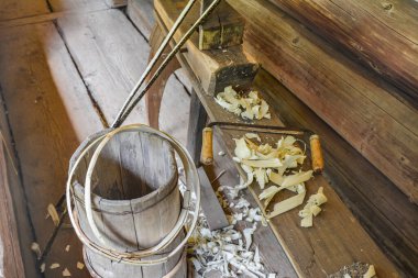 Cooper 'ın işyeri. Fıçı ve işbirliği yapmak için geri dönüş araçları.