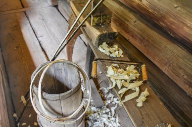 Cooper 'ın işyeri. Fıçı ve işbirliği yapmak için geri dönüş araçları.