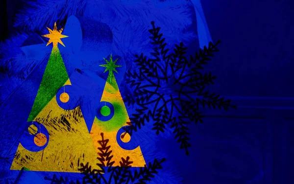 クリスマスツリーのイラスト 冬のコンセプトの背景 メリークリスマスとハッピーニューイヤー — ストック写真
