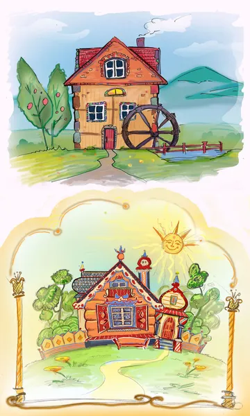 Sketches unusual homes.Tale. — Stock Photo, Image