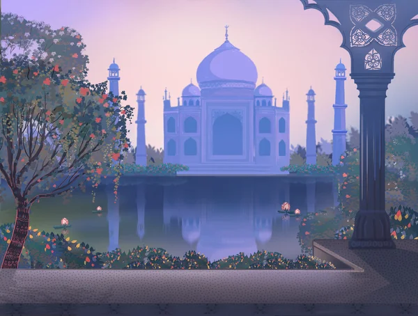 Indie. Taj mahal. Agra. ogród z oczkiem wodnym — Zdjęcie stockowe
