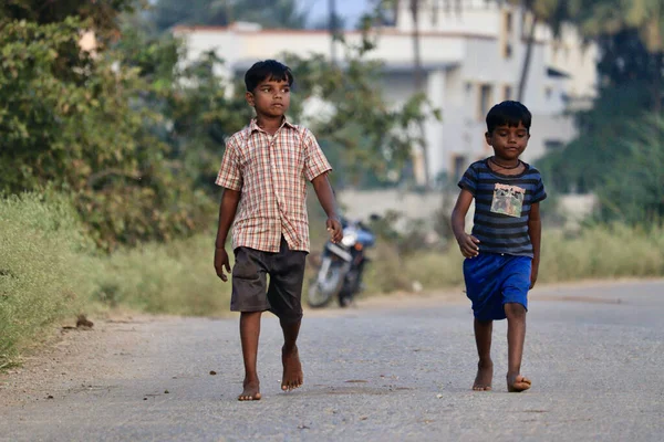 Davangere Karnataka India January 2022 Portrait Two Young Indian Village — Stockfoto
