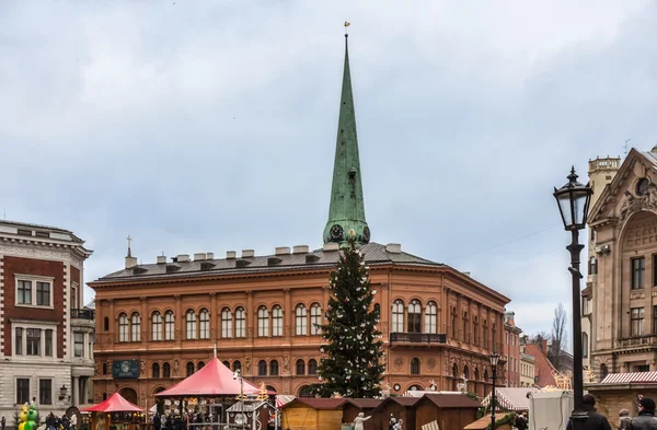 Riga, Latvia, Dome square at Christmas — Stock Photo, Image