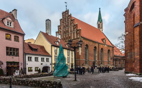 Riga, Latvia, Square at St. Peter's Cathedral — Stock Photo, Image