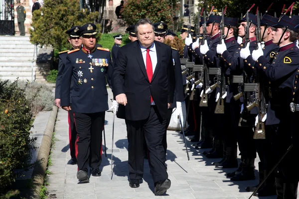 Evagelos Venizelos on inspection of honorary army squad