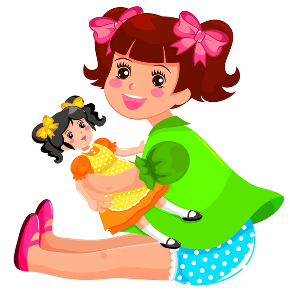 Girl playing with dolls cartoon sale