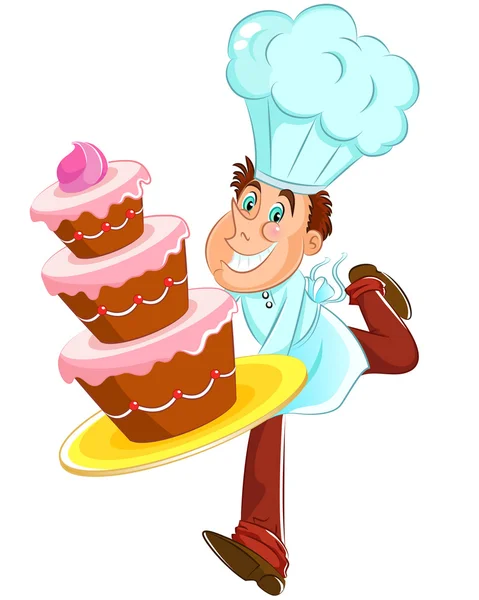 Baker with a cake — Stock Vector
