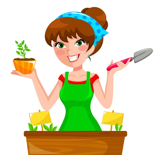 Gardenning menina — Vetor de Stock