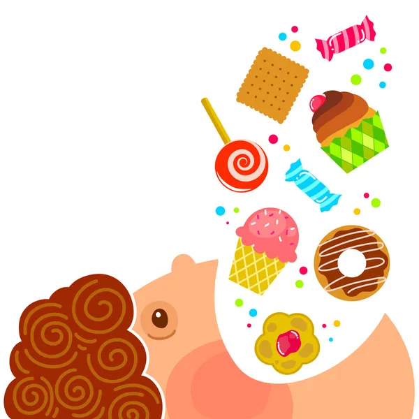 Niño comiendo dulces — Vector de stock