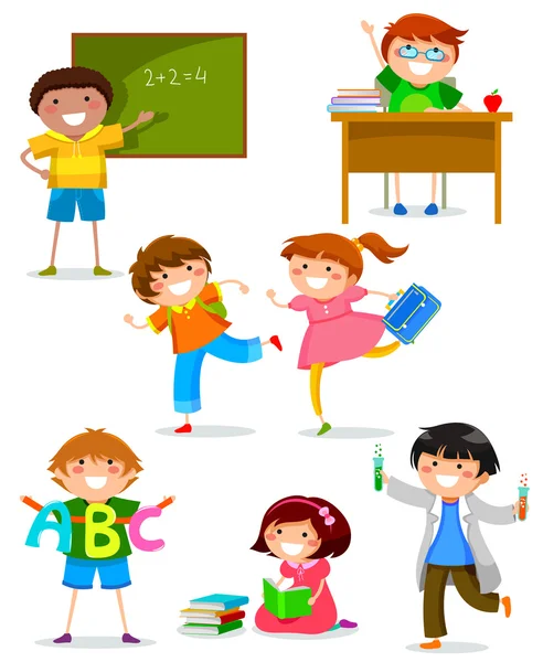 Niños en la escuela — Vector de stock