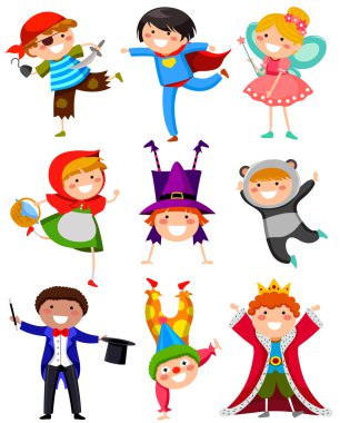 Kids wearing costumes clipart