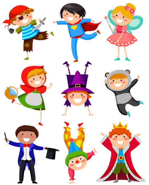 Kids wearing costumes Royalty Free Stock Illustrations