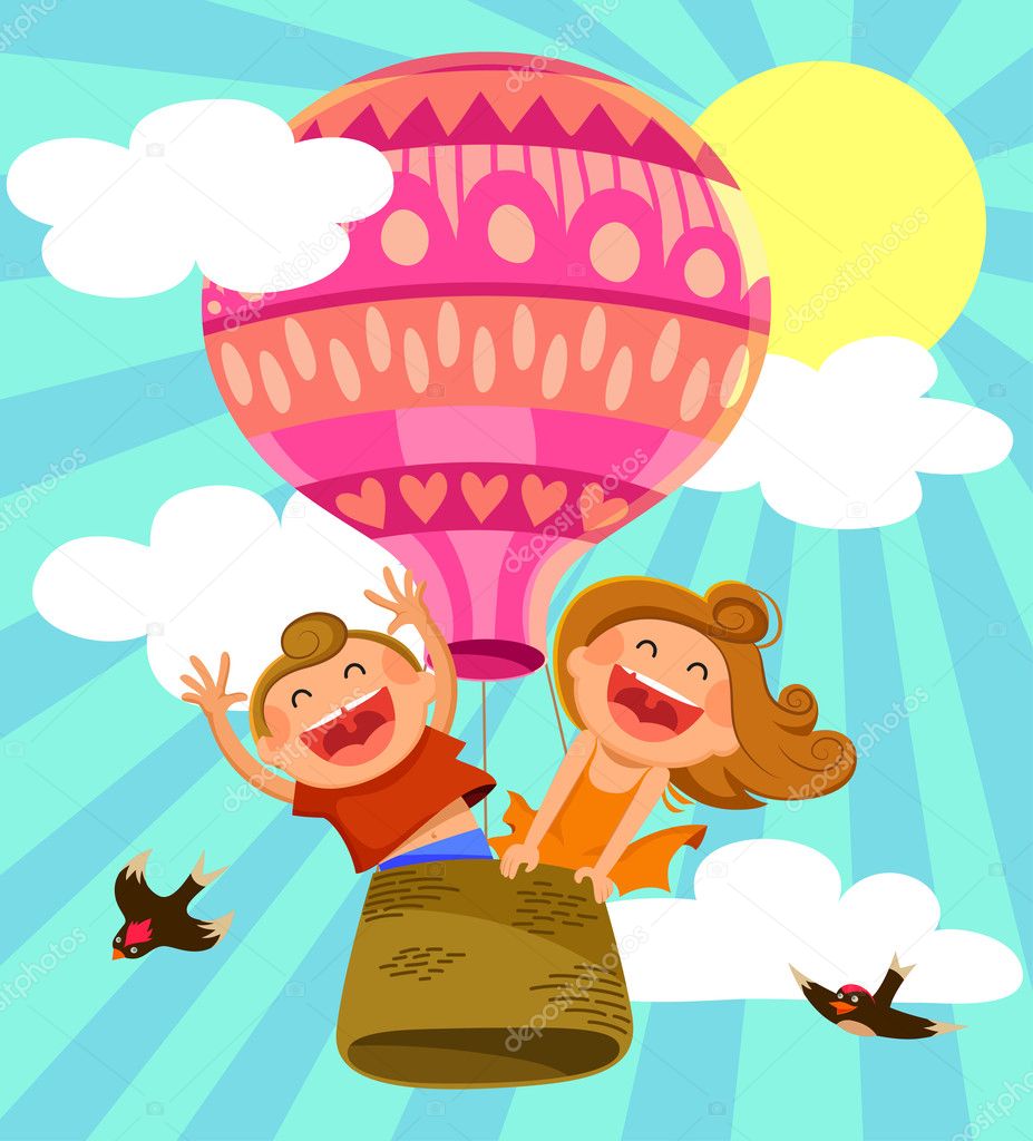 Kids in hot air balloon