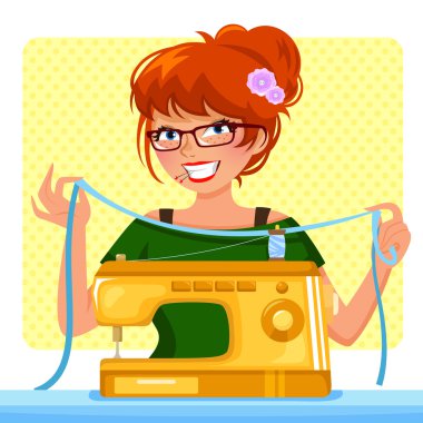 Sewing girl clipart