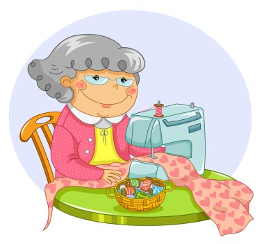 yaşlı kadın dikiş