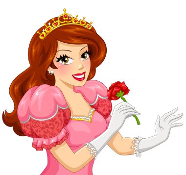 Princess holding a rose clipart