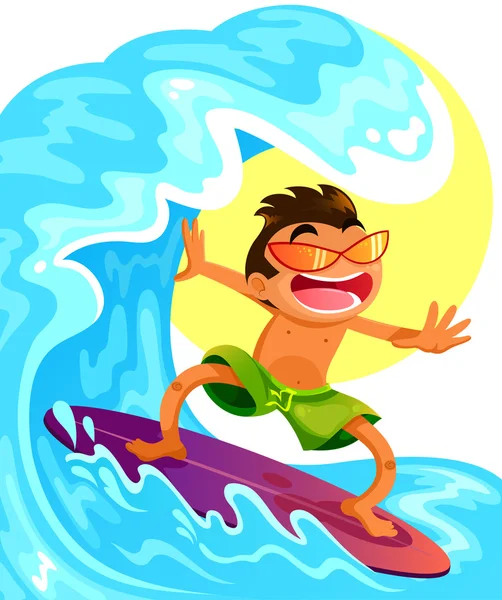 Szczęśliwy surfer — Wektor stockowy