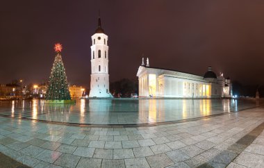 Vilnius Katedrali, Noel gecesi. Litvanya, Avrupa.