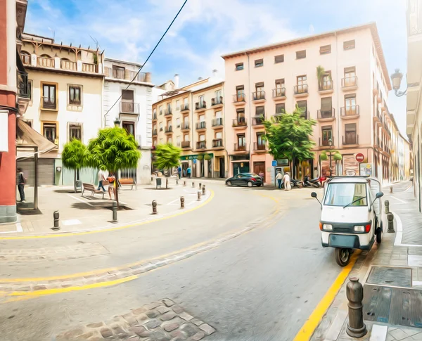 Sakin yaz günü sokakta Granada, İspanya.