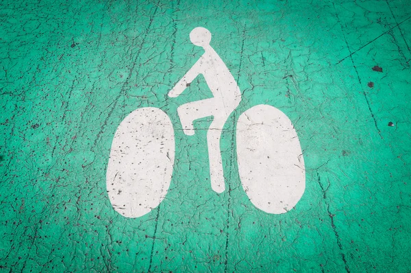 Símbolo da faixa de bicicleta no chão . — Fotografia de Stock