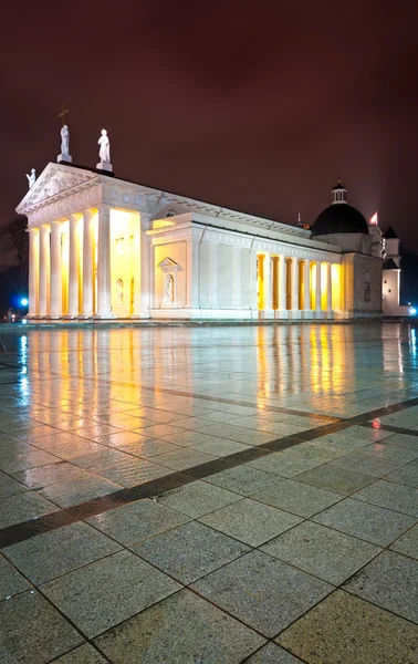 Vilnius katedrálisától éjjel. Litvánia, Európa. — Stock Fotó