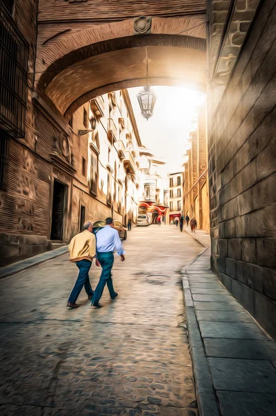 Mannen lopen op straat van toledo, Spanje, Europa. — Stockfoto