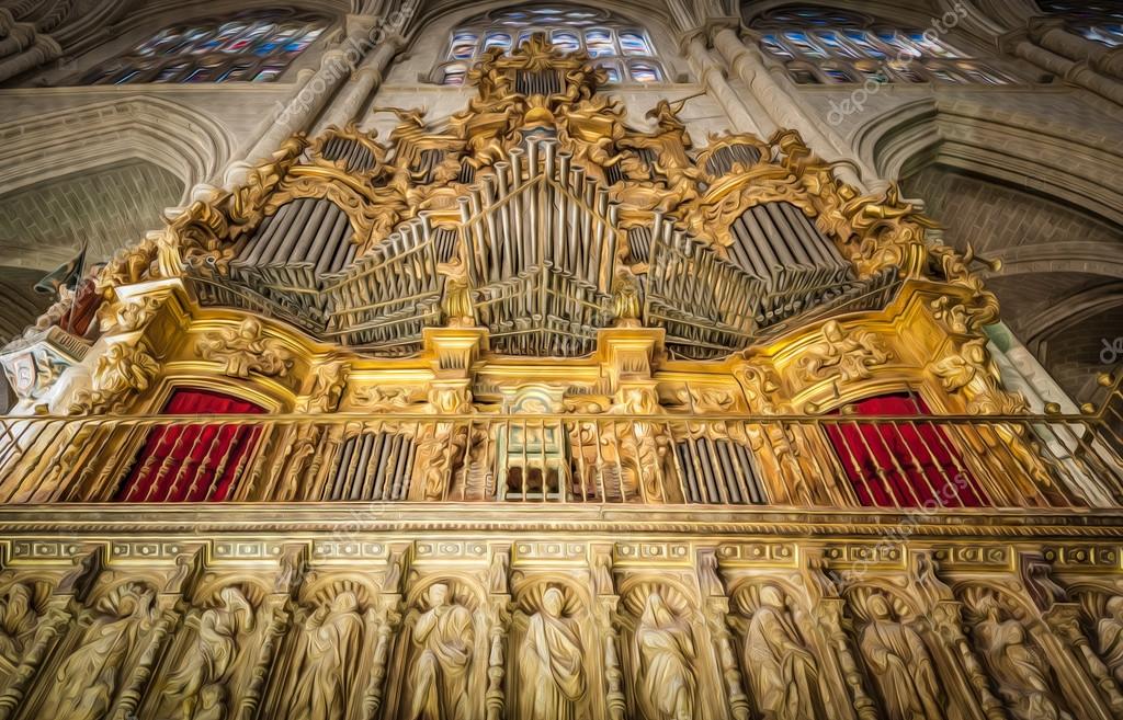Huge outlet church organ