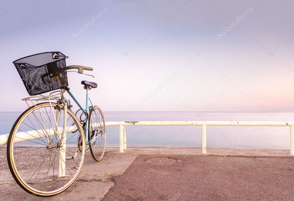 Old bicycle at sea side.