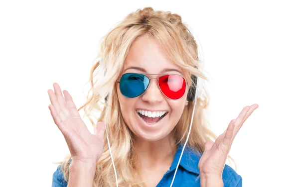 Girl watching 3d movie. Stock Image