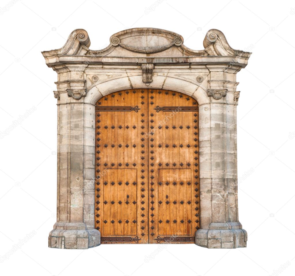 Massive doorway isolated on white background.