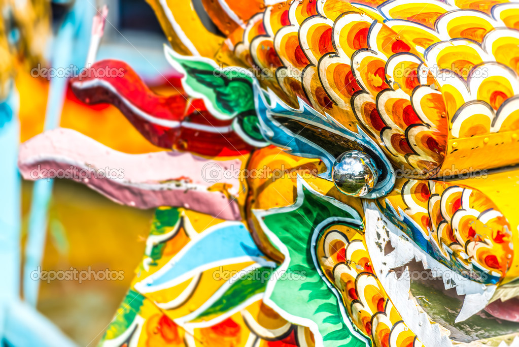 Multicolored face of vietnamese dragon