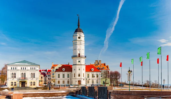 Mogilev Radnice Bělorusku Modrá Obloha Pozadí Panoramatický Výhled — Stock fotografie