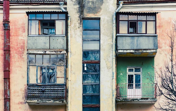 Antigo Usado Edifício Soviético República Bielorrússia — Fotografia de Stock