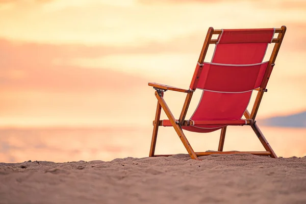 Stol Vid Solnedgången Stranden Santa Monica Kalifornien Usa — Stockfoto