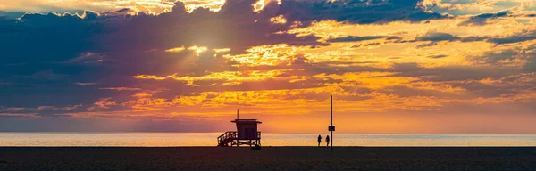Reddingscabine Bij Zonsondergang Santa Monica Californië Verenigde Staten Van Amerika — Stockfoto