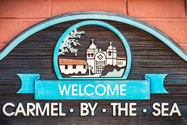 Carmel Sea United States America 2016 City Sign Wood — 스톡 사진