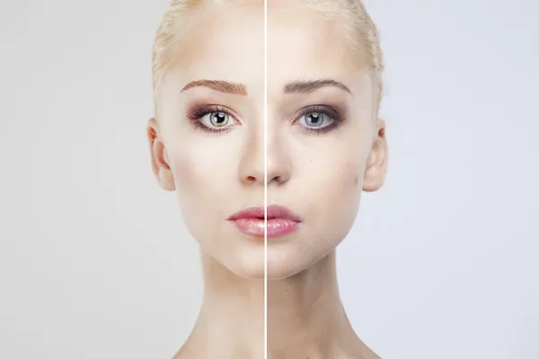 yüzü güzel kadının önce ve sonra rötuş